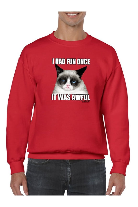 Furry Grumpy Cat Sweatshirt Men -T-Line Designs, Male Large