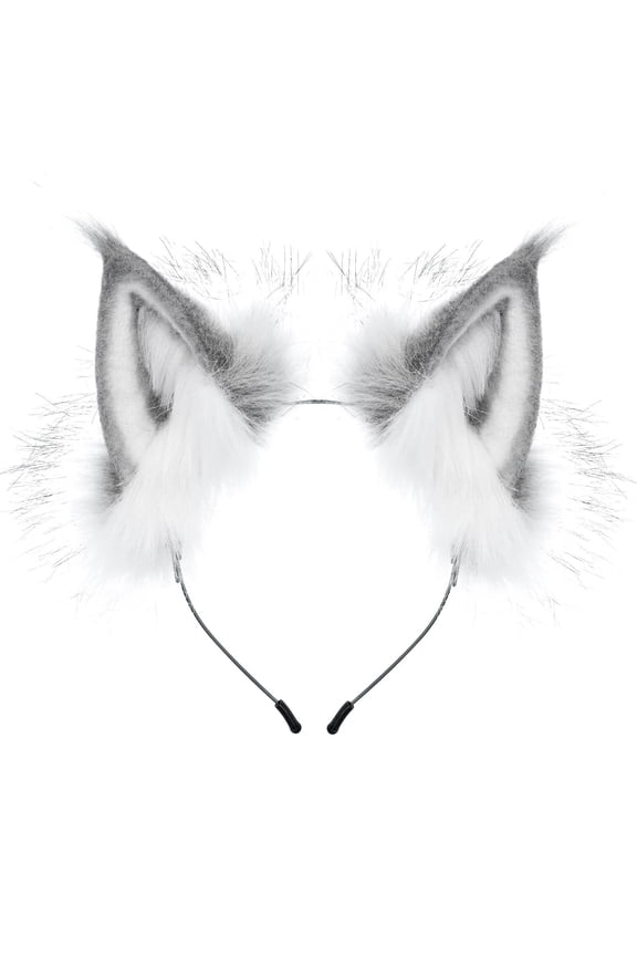 Furry Handmade Animal Faux Fur Headband with Fox & Wolf Ears, Perfect for Costume & Cosplay Accessories