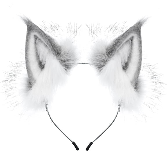 Furry Handmade Animal Faux Fur Headband with Fox & Wolf Ears, Perfect for Costume & Cosplay Accessories