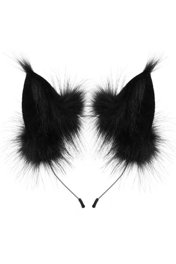 Furry Handmade Animal Faux Fur Headband with Fox & Wolf Ears, Perfect for Costume & Cosplay Accessories