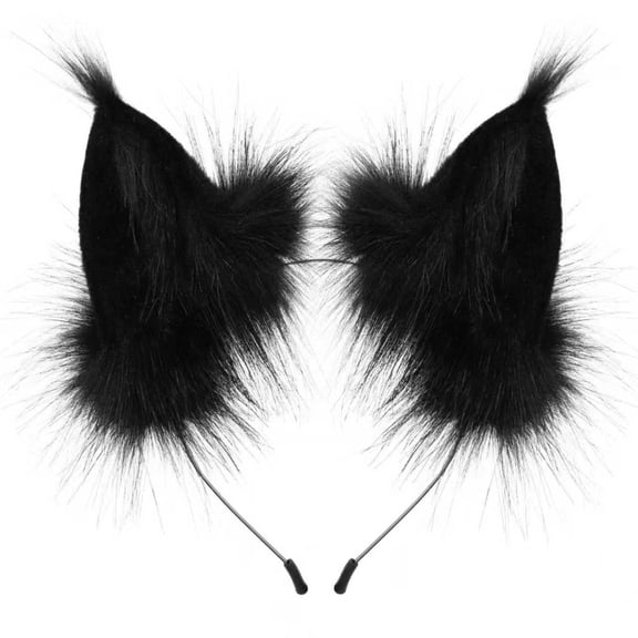 Furry Handmade Animal Faux Fur Headband with Fox & Wolf Ears, Perfect for Costume & Cosplay Accessories