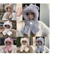 thumbnail image 1 of Furry Hat Hooded Scarf Women Cute Animal Ears Faux Fur Winter Warm Thermal Outdoor Cold Weather Fuzzy Hats with Facemask Gray Free, 1 of 4