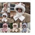 thumbnail image 1 of Furry Hat Hooded Scarf Women Cute Animal Ears Faux Fur Winter Warm Thermal Outdoor Cold Weather Fuzzy Hats with Facemask White Free, 1 of 4