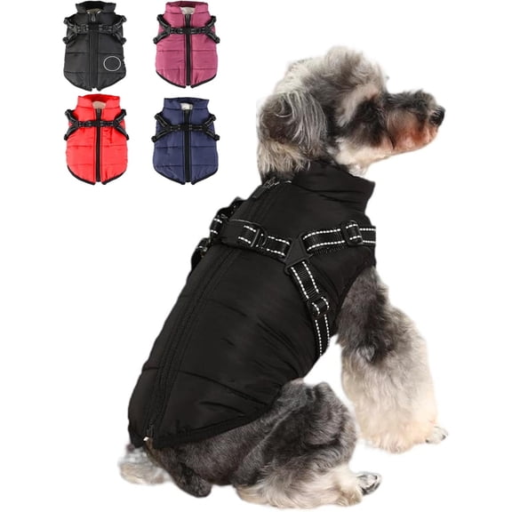 Dog Winter Coat,Dog Jacket with Harness,Dog Jacket for Small Medium Large Dogs,Pet Outdoor Jacket,Waterproof Windproof Dog Snow Jacket with Zipper