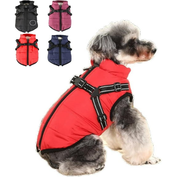 Dog Winter Coat,Dog Jacket with Harness, Dog Jacket for Small Medium Large Dogs, Pet Outdoor Jacket, Waterproof Windproof Dog Snow Jacket with Zipper
