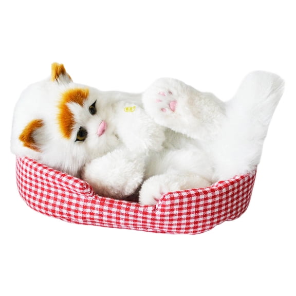Furry Kitty Ornament Realistic Meowing Doll Toy for Home Car Kids and Adults