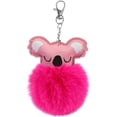 thumbnail image 1 of Furry Koala and Pompom Ball Keychain - Cute Animal Themed Keyring for Women and Girls, 1 of 7