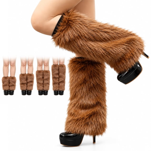 Furry Leg Warmers for Women, Faux Fur Fluffy Boot Covers,Faux Fur Leg ...
