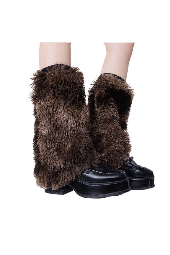 Furry Leg Warmers for Women Soft Plush Winter Fuzzy Boot Covers Footless Socks for Costume Parties and Everyday Wear