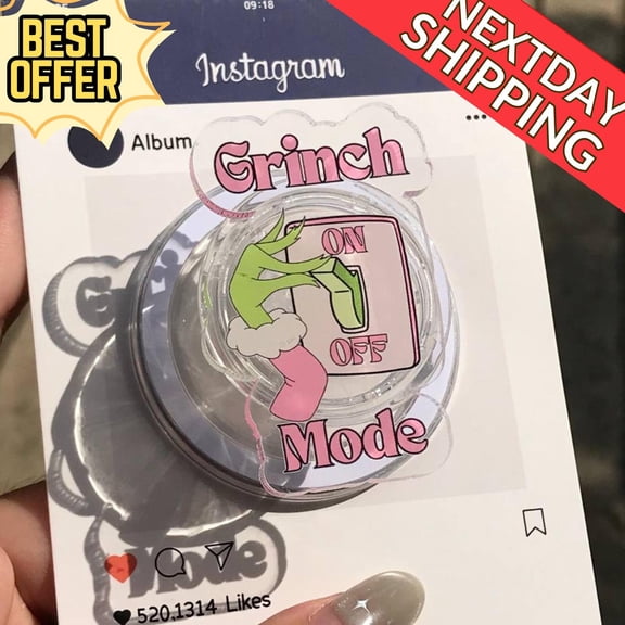 Furry Monster On/Off Mode Magnetic Phone Grip: Funny Christmas with Holiday Humor, Cute Winter Phone Holder, Perfect Xmas Gift H8