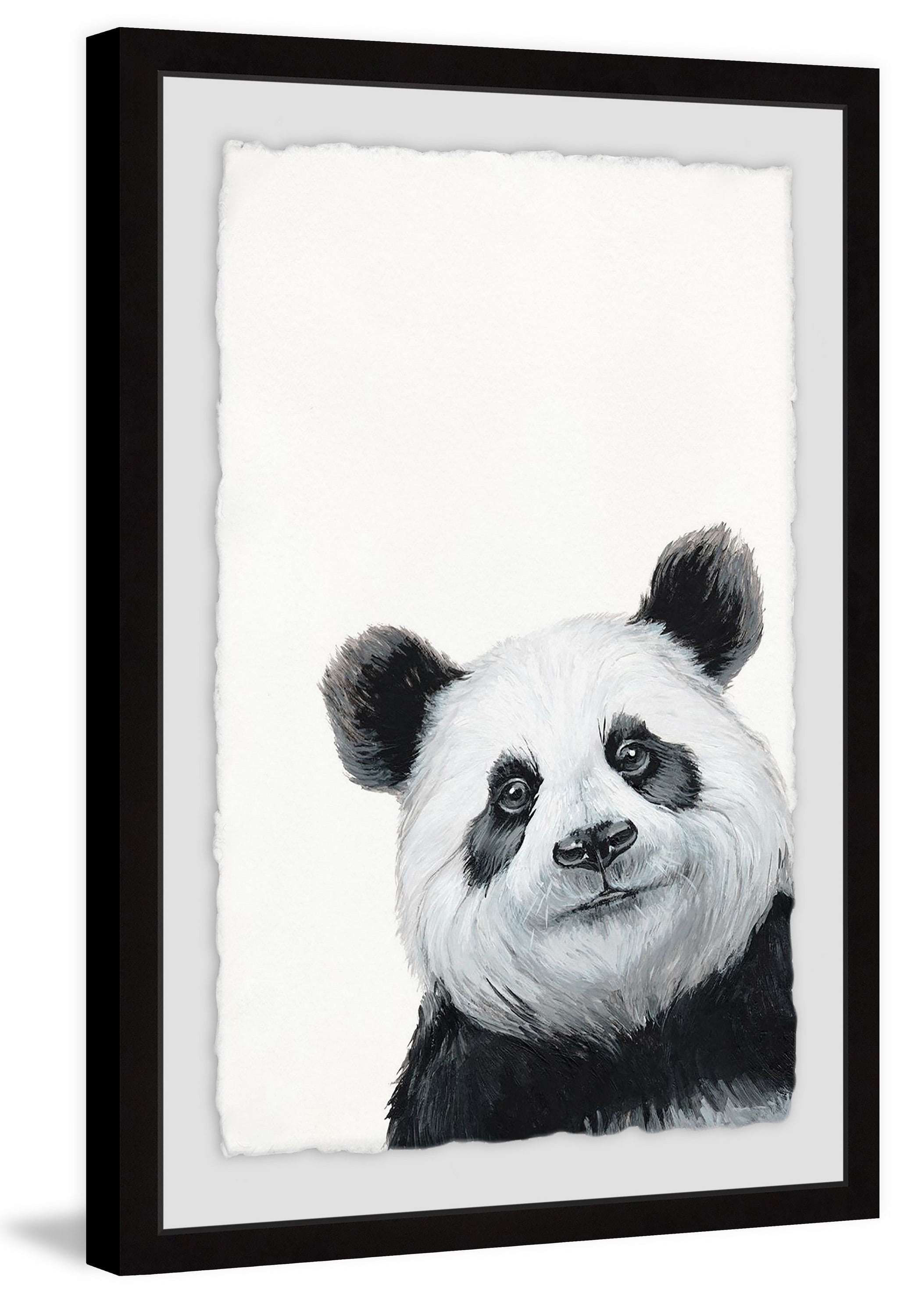 Furry Panda Framed Painting Print