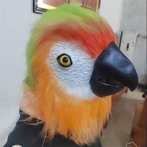 Furry Parrot Head Mask,Realistic Parrot Mask,Hairy Macaw Bird Masks,Spoof Birds Masks Fancy Dress