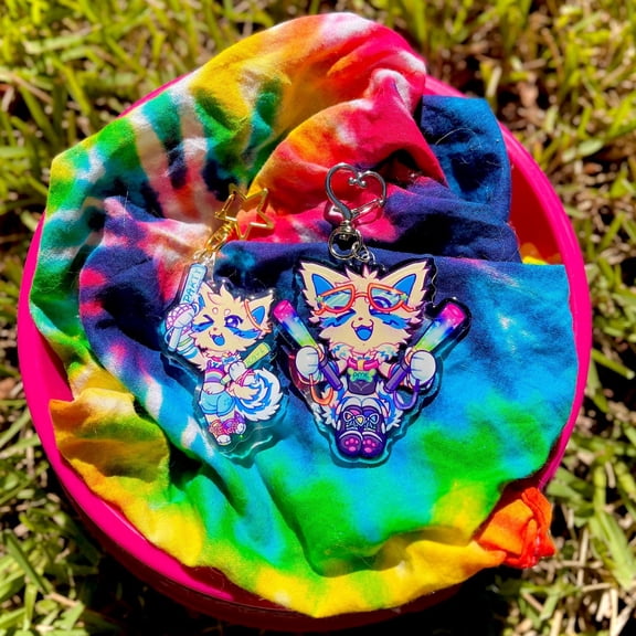 Furry Party Raver Chihuahua Sparkledog Keychain (1 keychain)