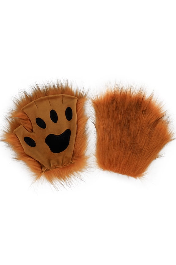 Furry Paw Mittens Adjustable Faux Gloves for Cosplay Daily Use Multi-Color Photo Props