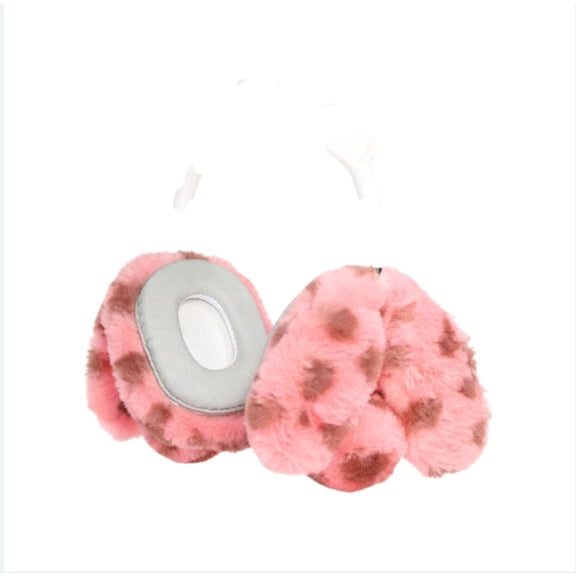 Furry Pink Leopard Rabbit Ears Case ForApple AirPods Max, Cute Plush Protective Cover Compatible with AirPods Max 1st/2nd Generation Headphones, Shockproof Soft Shell for Girls