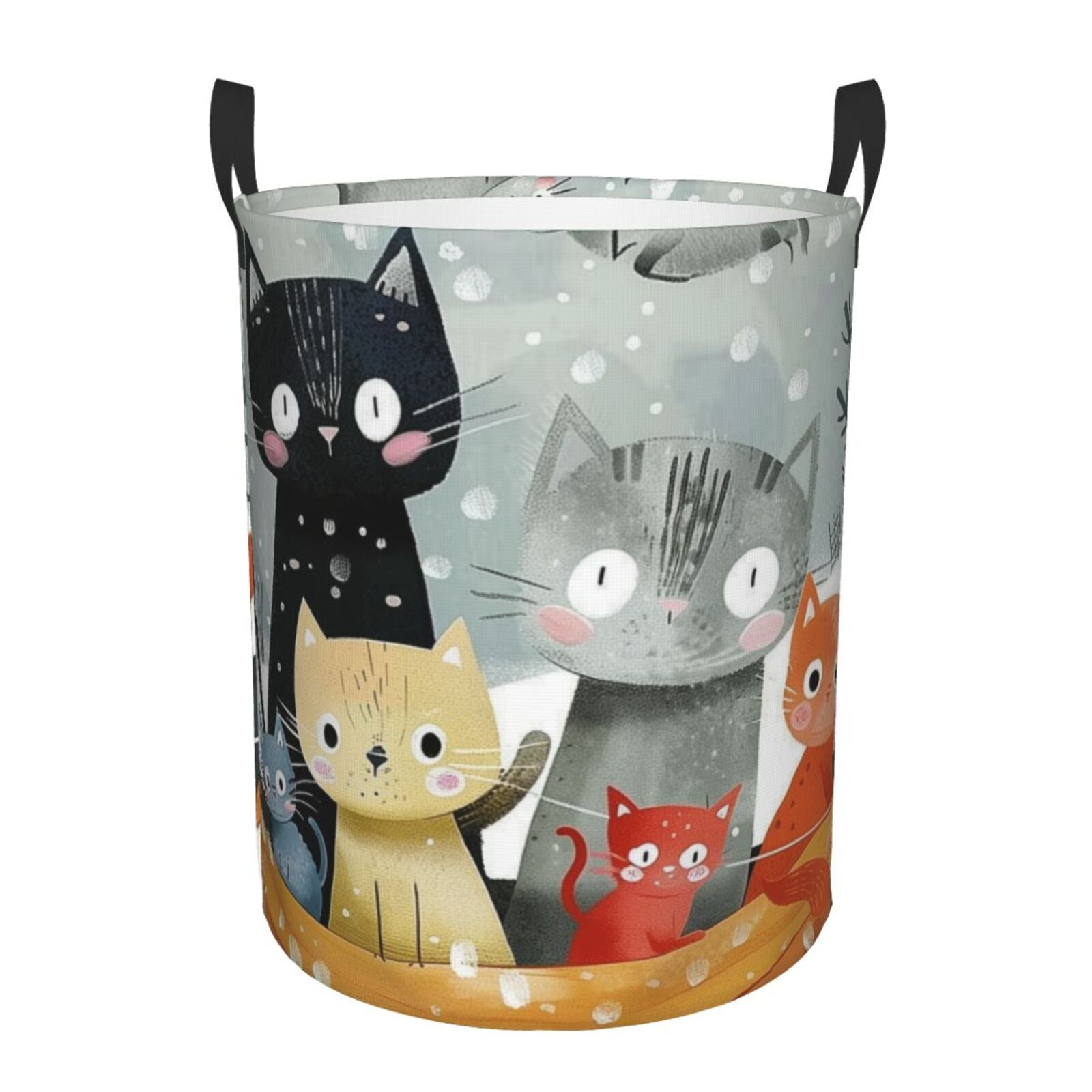 Furry on a Playful Winter Circular laundry basket, dirty clothes basket