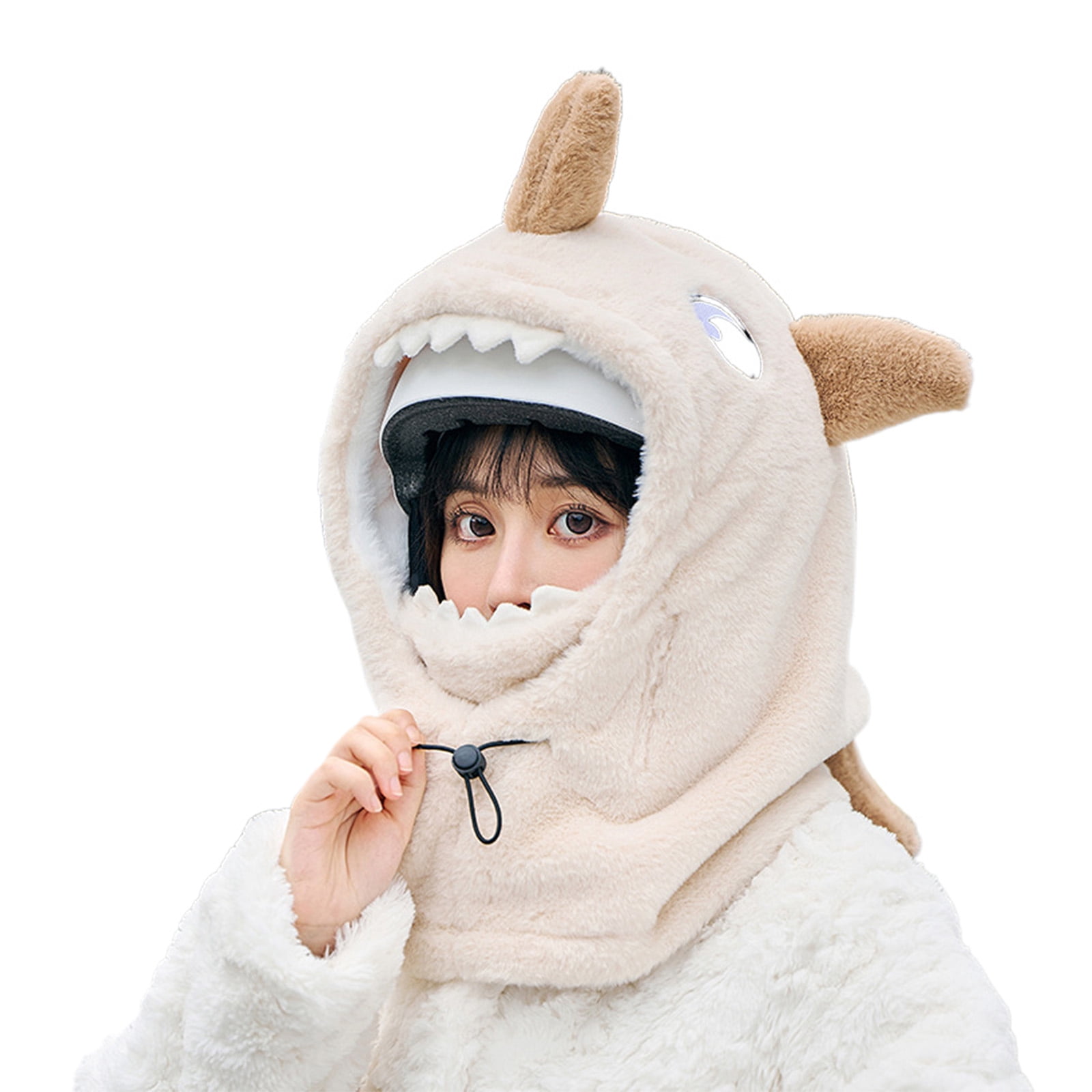 Furry Plush Fish Ski Helmets Covers for Winter Outdoor Adventures and Sport Women and Girl Lovely Thick Warm Headgrea Hat