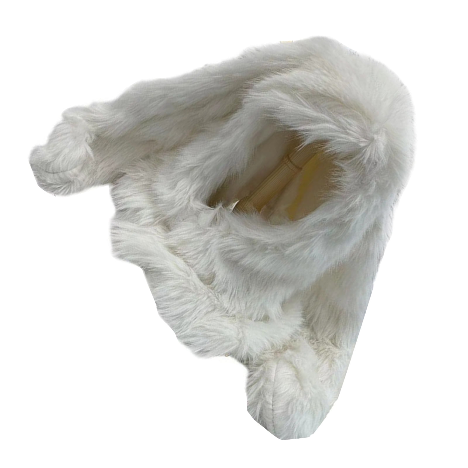 Furry Plush Neck Scarf Hat Soft Headcover Cap Teens Girls Rabbits Ear Bonnet Cap