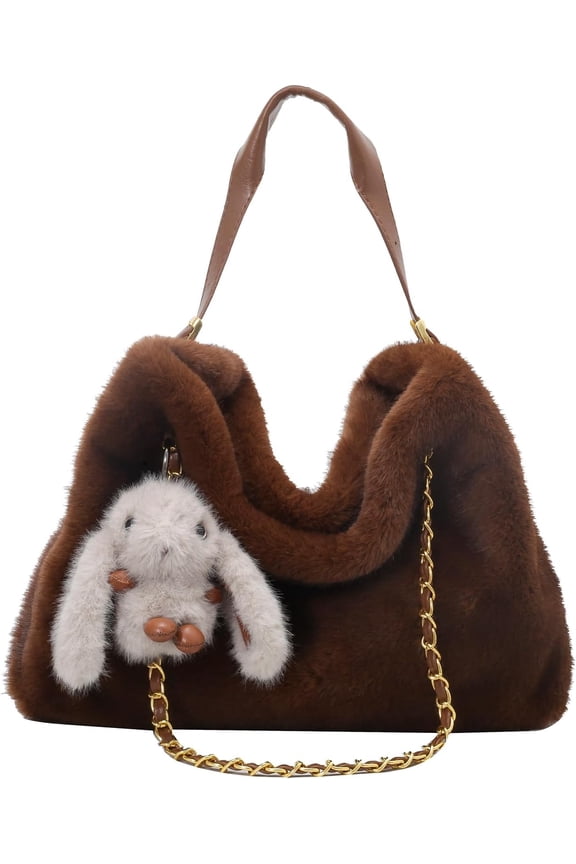 Furry Purse Winter Fluffy Bags for Women Fuzzy Tote Bag Faux Fur Purses Fluffy Shoulder Crossbody Handbag