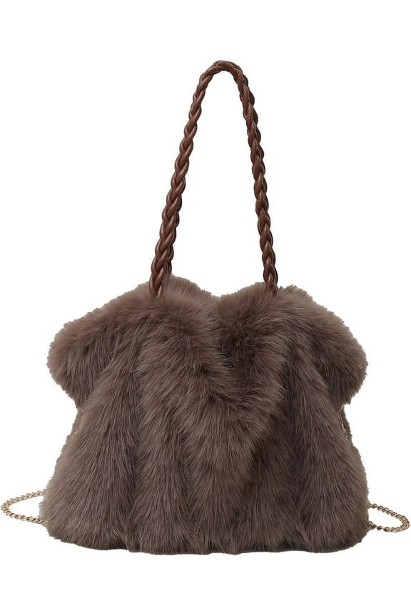 Furry Purse Winter Fluffy Bags for Women Fuzzy Tote Bag Handbags Faux Fur Bag Fluffy Shoulder Crossbody Bag