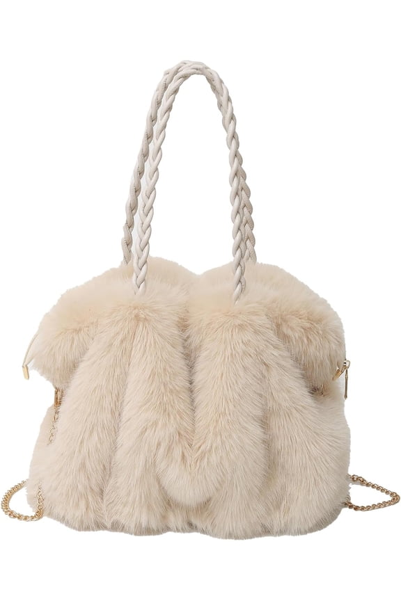 Furry Purse Winter Fluffy Bags for Women Fuzzy Tote Bag Handbags Faux Fur Bag Fluffy Shoulder Crossbody Bag