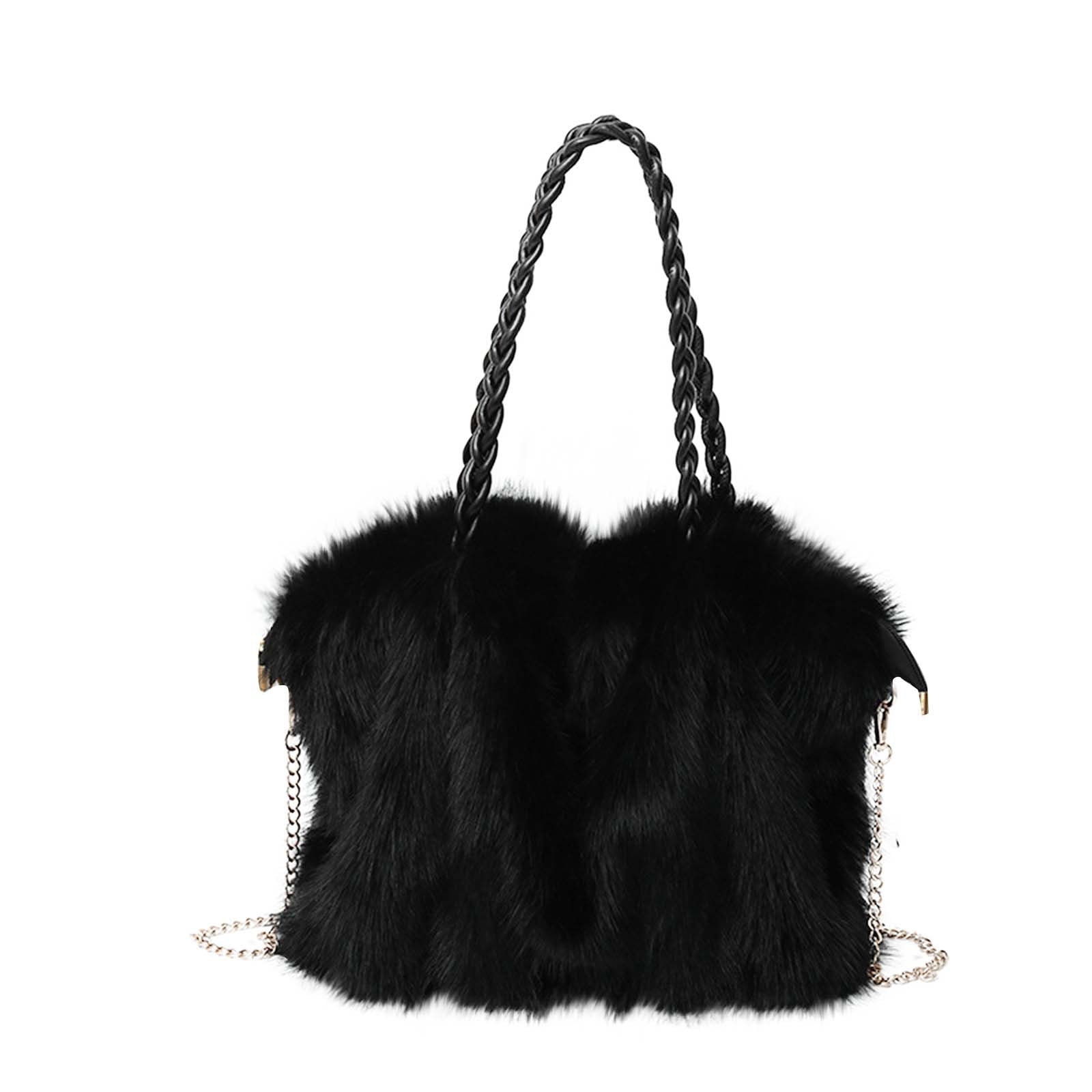 CHUMUD Furry Purse Winter Fluffy Bags for Women Fuzzy Tote Bag Handbags Faux Fur Bag Fluffy Shoulder Crossbody Bag