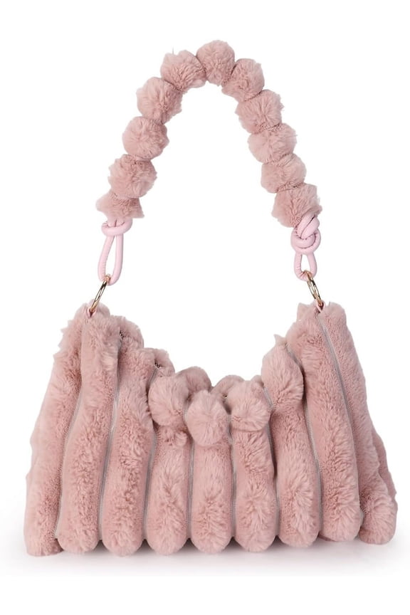 Furry Purse for Women Y2K Fluffy Shoulder Bag Faux Fur Purse Fuzzy Tote Bag