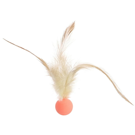 Furry Rattle Ball Cat Toy with Feather, Interactive Pom Pom Balls for Indoor Cats, Soft and Lightweight, 5inch