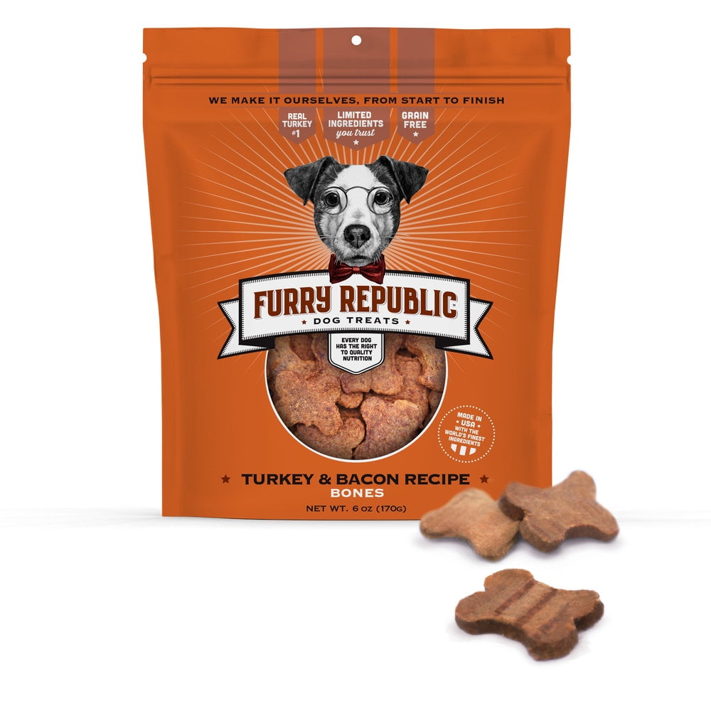 Furry Republic Turkey & Bacon Recipe Bones Dog Treats, 6 Oz.