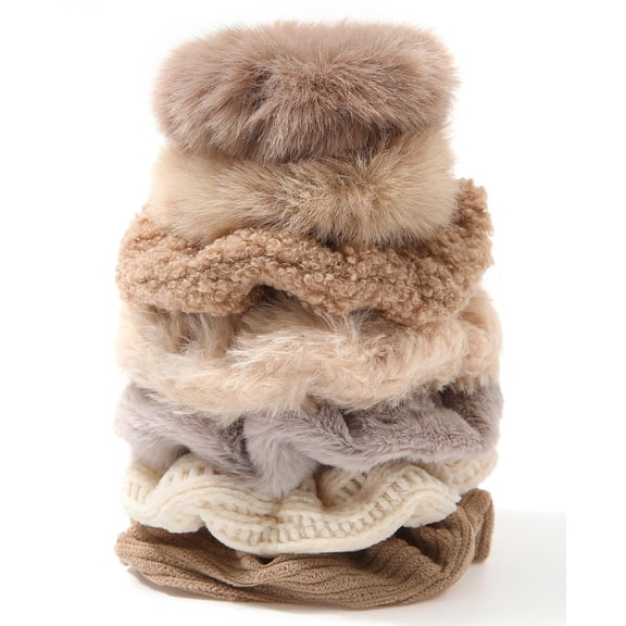 Furry Scrunchies - Elastic Hair Scrunchies Fur Hair Ties Ponytail Holder Hair Bands Fuzzy Hair Accessories