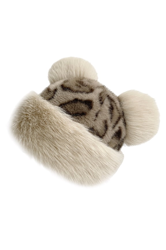 Furry Soft Ear Bear Hat Ushanka Headwear for Women Winter Cycling Climbing Skiing Furry Bear Hat Thick Lining
