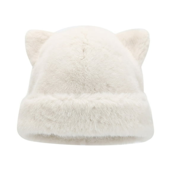 Furry Soft Ear Kitten Hat Ushanka Headwear for Women Winter Cycling Climbing Skiing Furry Bear Hat Thick Lining