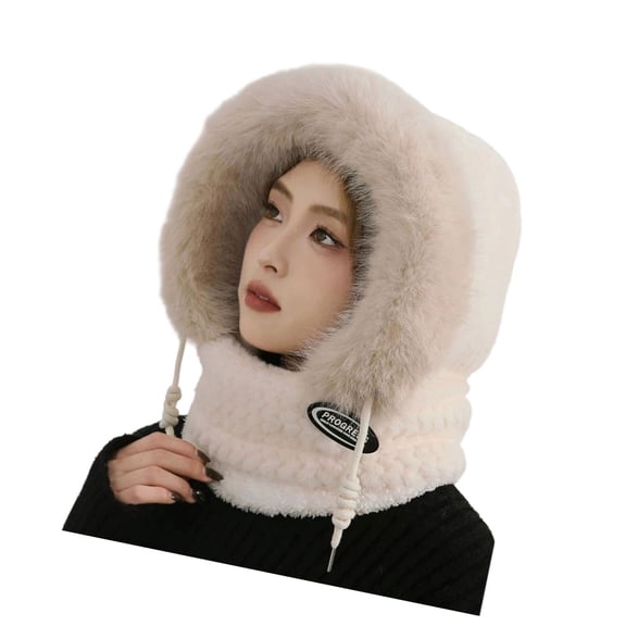 Furry Warm Winter Hat With Face Mask And Ear Protections For Cold Weather Outdoor Activity Skiing Hiking Headwear