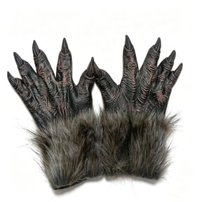 Furry Werewolf Hand Gloves,Realistic Wolf Claws Gloves Costume,Scary Wolf Cosplay Props for Halloween Carnival Party