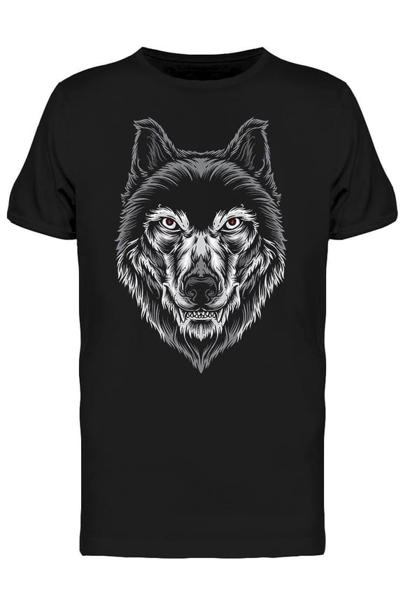 Furry Wolf Head T-Shirt Men -Image by Shutterstock, Male Large