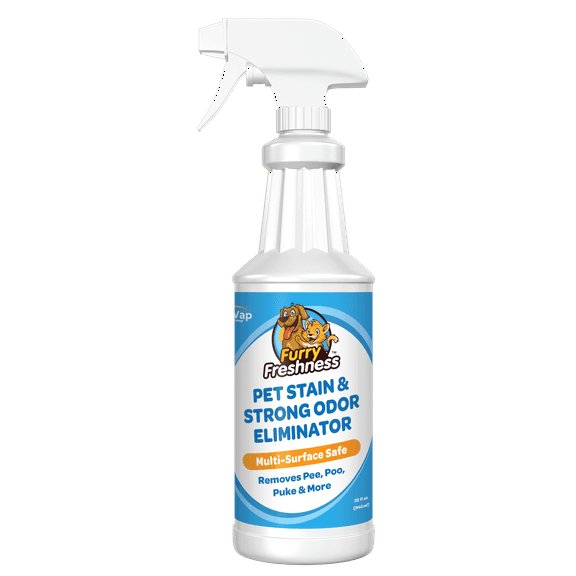 FurryFreshness Premium Pet Stain & Odor Remover - Removes Urine, Poop, Blood, & More from Dogs & Cats- 32oz