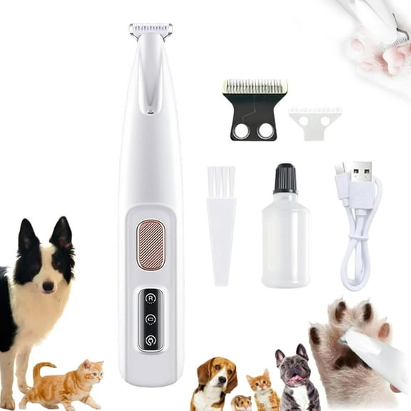 Furrybasics Pet Hair Trimmer, Furry Basics Paw Trimmer, 18 mm Widen Blade, 35 dB Low Noise, Rechargeable Waterproof Clipper, with Led Light with Oil