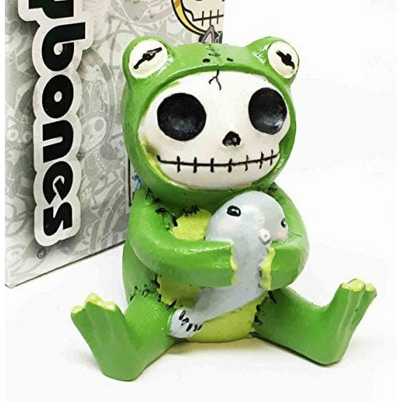 Furrybones Froggy Tadpole Green Frog Cute Skeleton Monster Ornament Figurine