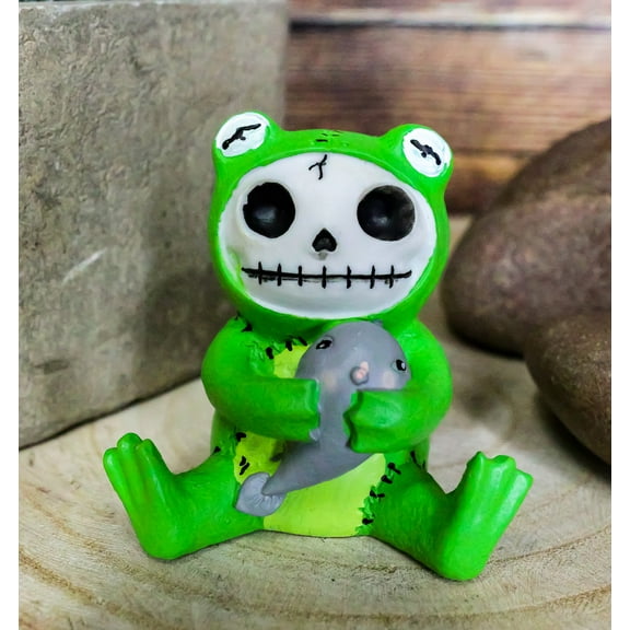 Furrybones Froggy Tadpole Green Frog Cute Skeleton Monster Ornament Figurine