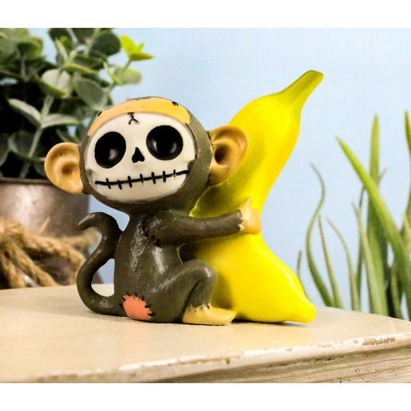 Furrybones Munky Monkey Loves Banana Voodoo Skeleton Figurine 3"Tall Furry Bones