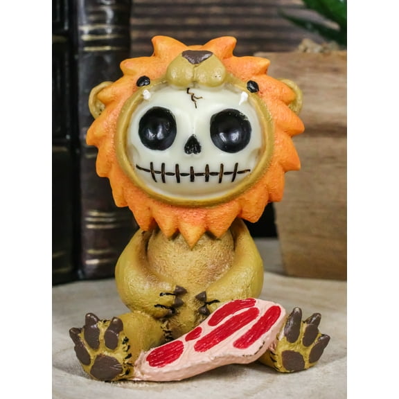 Furrybones Raion Lion With Meat Skeleton Statue 2.75"H Furry Bones Madagascar