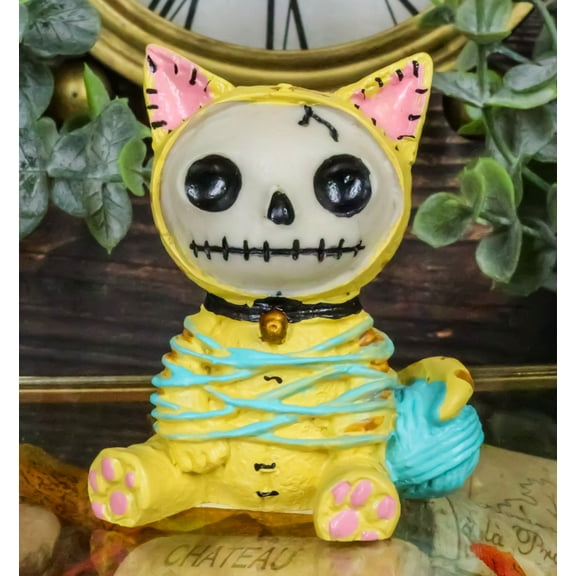 Furrybones Tabby Mao Mao Entangled With Yarn Kitty Cat Skeleton Figurine 2.5"H