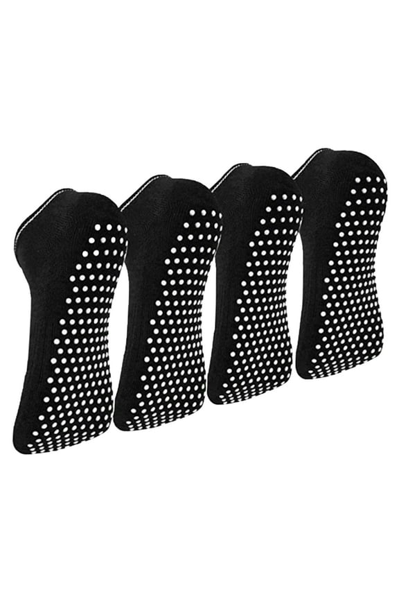 Anti Slip Non Skid Barre Yoga Pilates Hospital Socks with Grips for Men Women,4 Pack