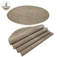 thumbnail image 1 of EVNELE Beige Placemats Set of 4, Washable Woven Vinyl Round Place Mats for Kitchen Dinner Table, Anti-Slip Heat Resistant PVC Table Mats,Easy to Clean, 1 of 7