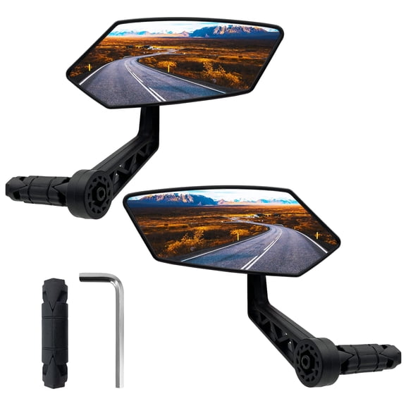 EVNELE HD Glass Bar End Bike Mirror for Handlebar, 360°Adjustable Safe Bicycle Mirror, Wider Angle Rotatable Bike Rearview Mirror (1 Pair)