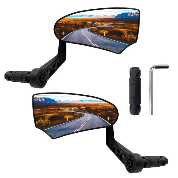 EVNELE HD Glass Bike Mirror, Rotatable Bicycle Mirror for Handlebar, Adjustable Bar End Bike Rear View Mirror, Scratch Resistant (1 Pair)