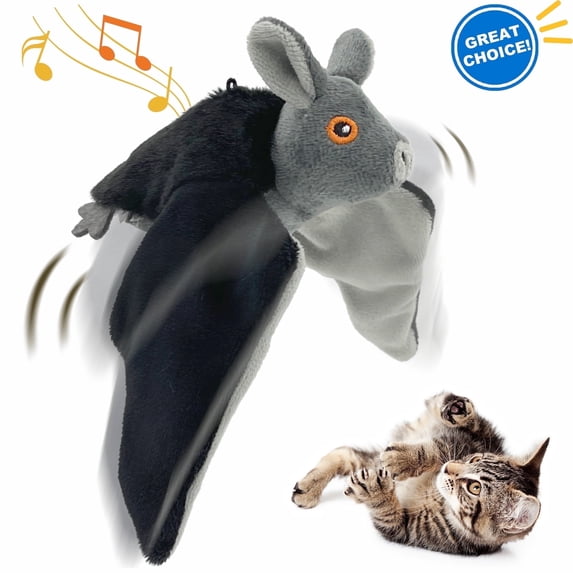 EVNELE Interactive Cat Toys Flapping Bat for Indoor Cats Rechargeable Cat Toy Vivid Chirping, Automatic Beating Wings Kitty Toys with Catnip for Kitten Exercise, Hanging Toys Self Play