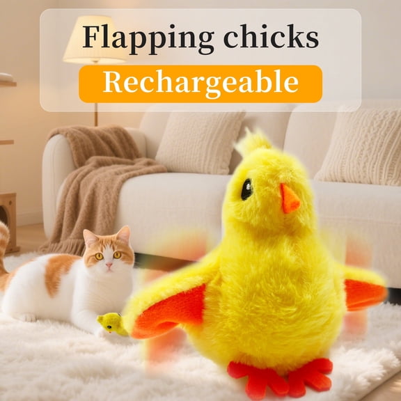 EVNELE Interactive Cat Toys Flapping Chicken for Indoor Cats Rechargeable Cat Toy Vivid Chirping, Automatic Beating Wings Kitty Toys with Catnip for Kitten Exercise, Hanging Toys Self Play