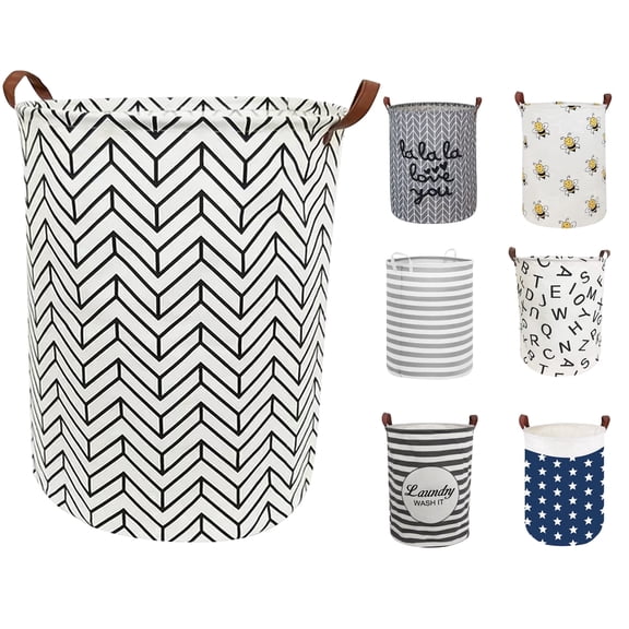 Sortora Large Laundry Basket, Waterproof Canvas Laundry Hamper, Collapsible Storage Basket Bin for Kids Room, Toy Organizer, Nursery Hamper, Clothes Hamper, Black V