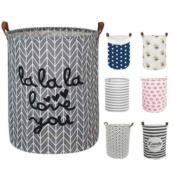 EVNELE Large Laundry Basket, Waterproof Canvas Laundry Hamper, Collapsible Storage Basket Bin for Kids Room, Toy Organizer, Nursery Hamper, Clothes Hamper, Love You